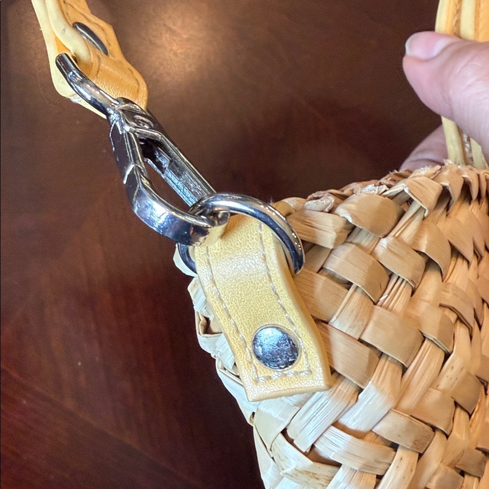 Mango MNG Straw Woven Basket Bag Yellow Crossbody Mini Tote NWOT - Picture 14 of 16